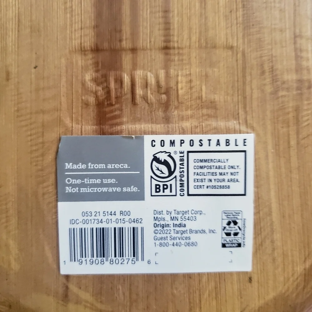 Set of 10 Spritz Areca Palm Leaf Dinner Plates, NEW